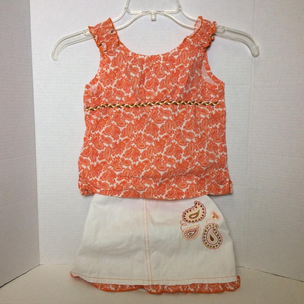 Pogo Club of NY Girls Orange White Skort Set